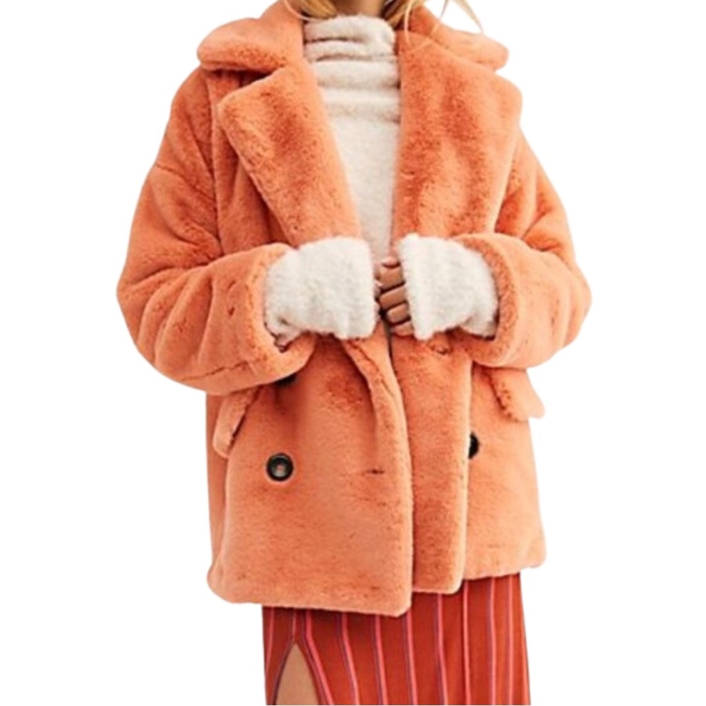Free People Coral Plush Coat